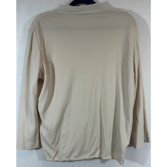 MM.LaFleur New York Size L Deneuve Faux Wrap Blouse 3/4 Sleeve Champagne C26 - Picture 5 of 7